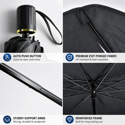 ☀️Car Sunshade – Effective Heat Insulation, UV Block & Easy Foldable Auto Windshield Protector