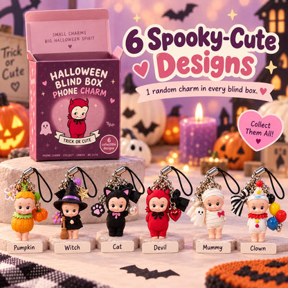 🎃 Halloween Blind Box Phone Charm – 1 of 6 Spooky Surprise Designs ✨