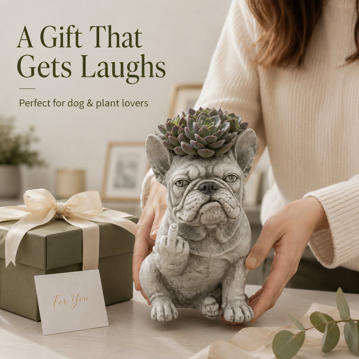 GRUMPY DOG PLANTER