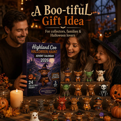 🎃 Highland Coo Halloween Advent Calendar 2026 - 27 Cute Collectible Figures Countdown Set