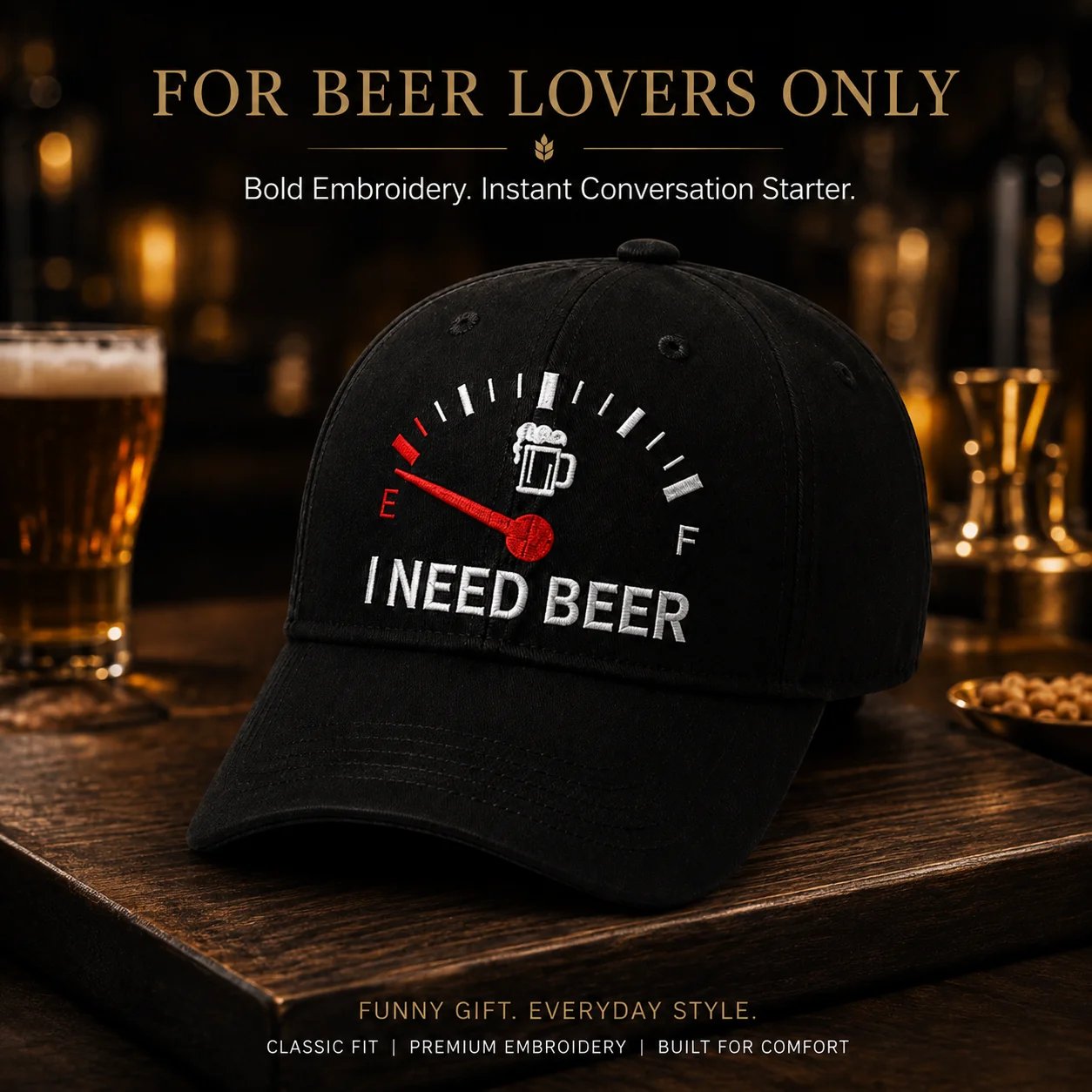 🔥LAST DAY 50% OFF - 🍺 I NEED BEER Embroidered Baseball Cap – Unisex Memorial Hat🧢