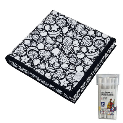 🎨 Fuzzy Velvet Coloring Blanket with 24 Markers | 8 Designs