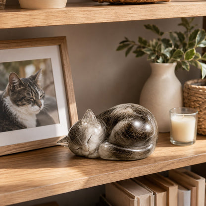 Sleeping Cat Pet Memorial Fur Keepsake — Keep a Real Part of Them Close
