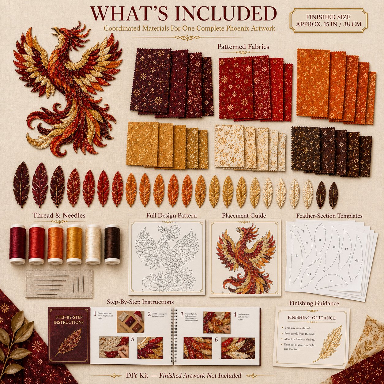 ⏳ Last Day 49% OFF – 🌙 Beginner-Friendly Mythic Wilds DIY Layered Patchwork Art Kit | Complete Kit with Patterned Fabrics, Sewing Materials & Step-by-Step Guide Included 💕