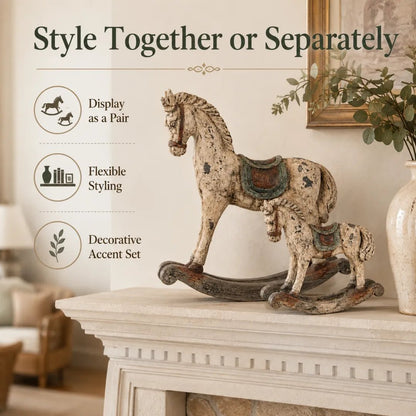 Vintage Distressed Rocking Horse Pair