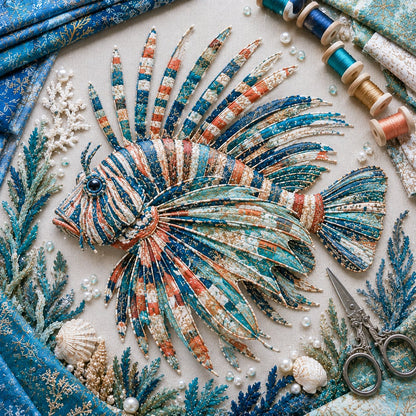 🌊🧵 Premium Ocean Patchwork DIY Kit | High-Quality Layered Fabric with Stitched Details DIY Handmade Coastal Decor 🐚✨