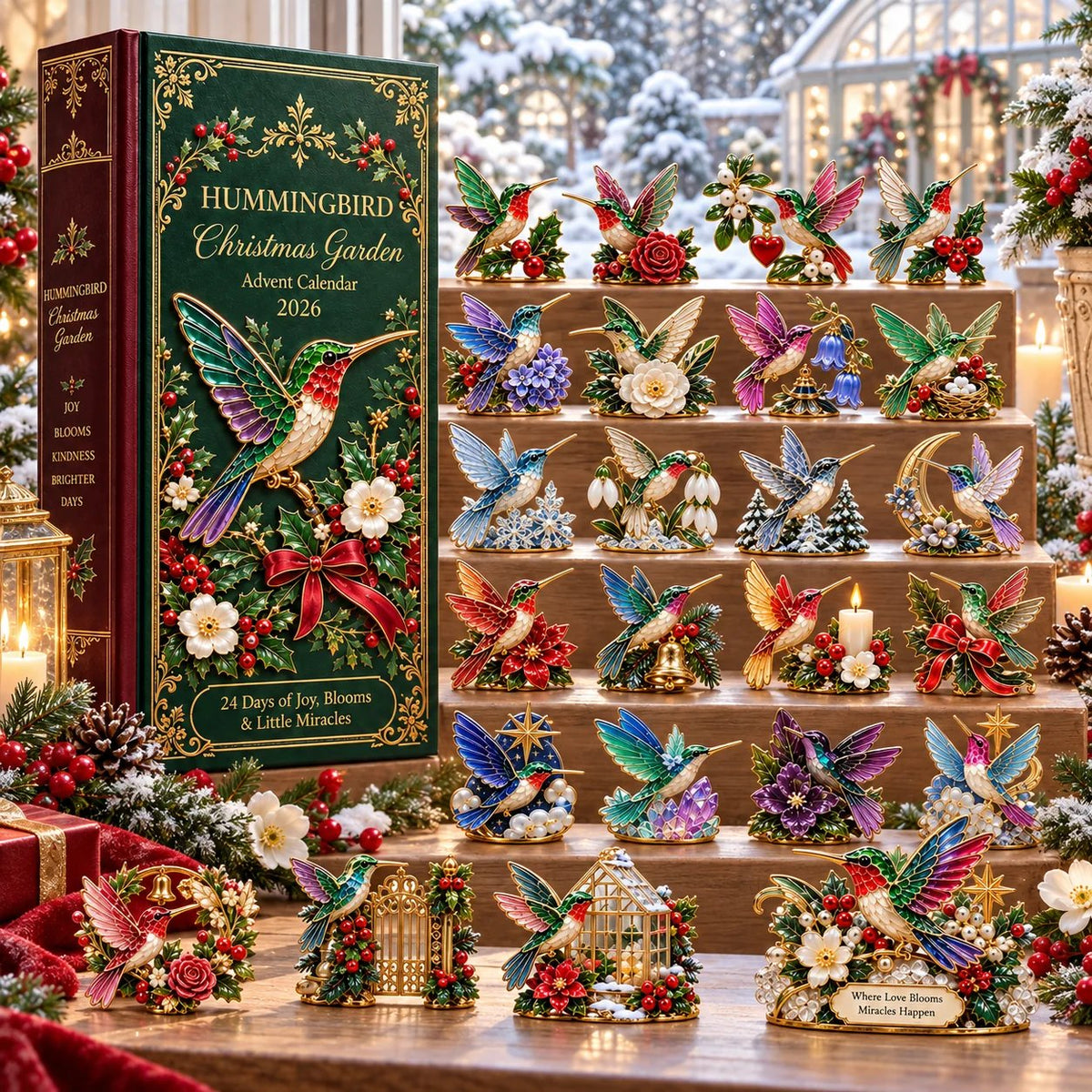 Hummingbird Christmas Garden Advent Calendar 2026 – 24 Nature Miniatures