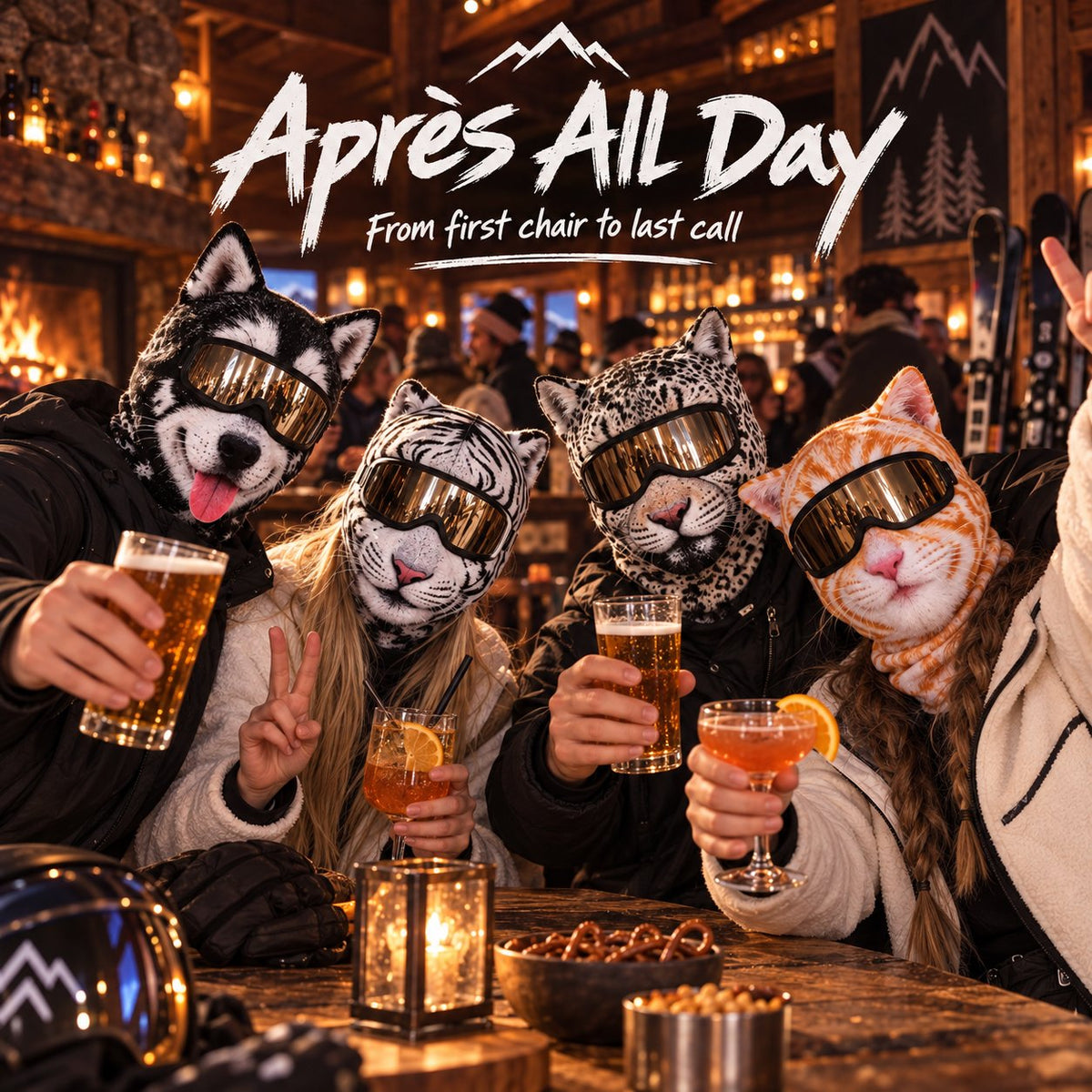 Animal Ski Balaclava – Warm Windproof Snowboard Face Cover with Snow Leopard, Tiger, Tabby & Husky Styles