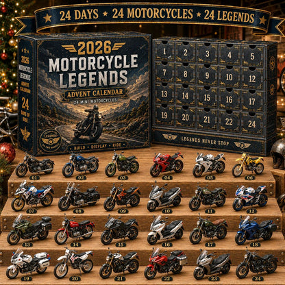 🎄LAST DAY 49% OFF -🏍️2026 Motorcycle Legends 2D Advent Calendar – 24 Days, 24 Mini Motorcycles, 24 Legendary Rides