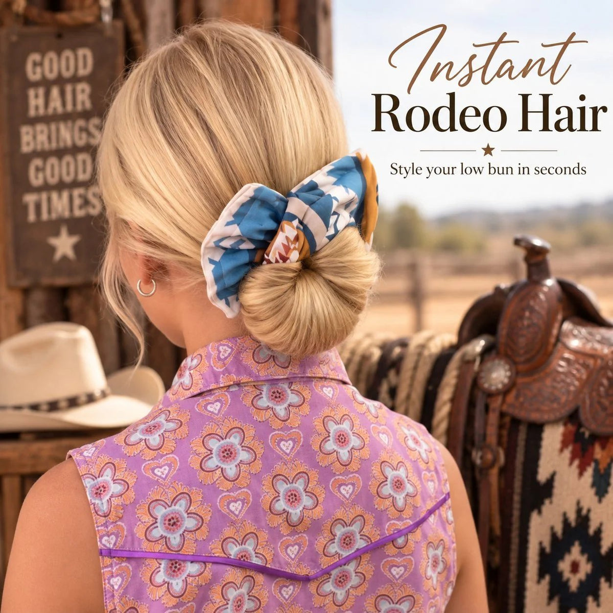 🤠 Western Style Sale: 49% OFF – Western Print Low-Bun Hair Bow