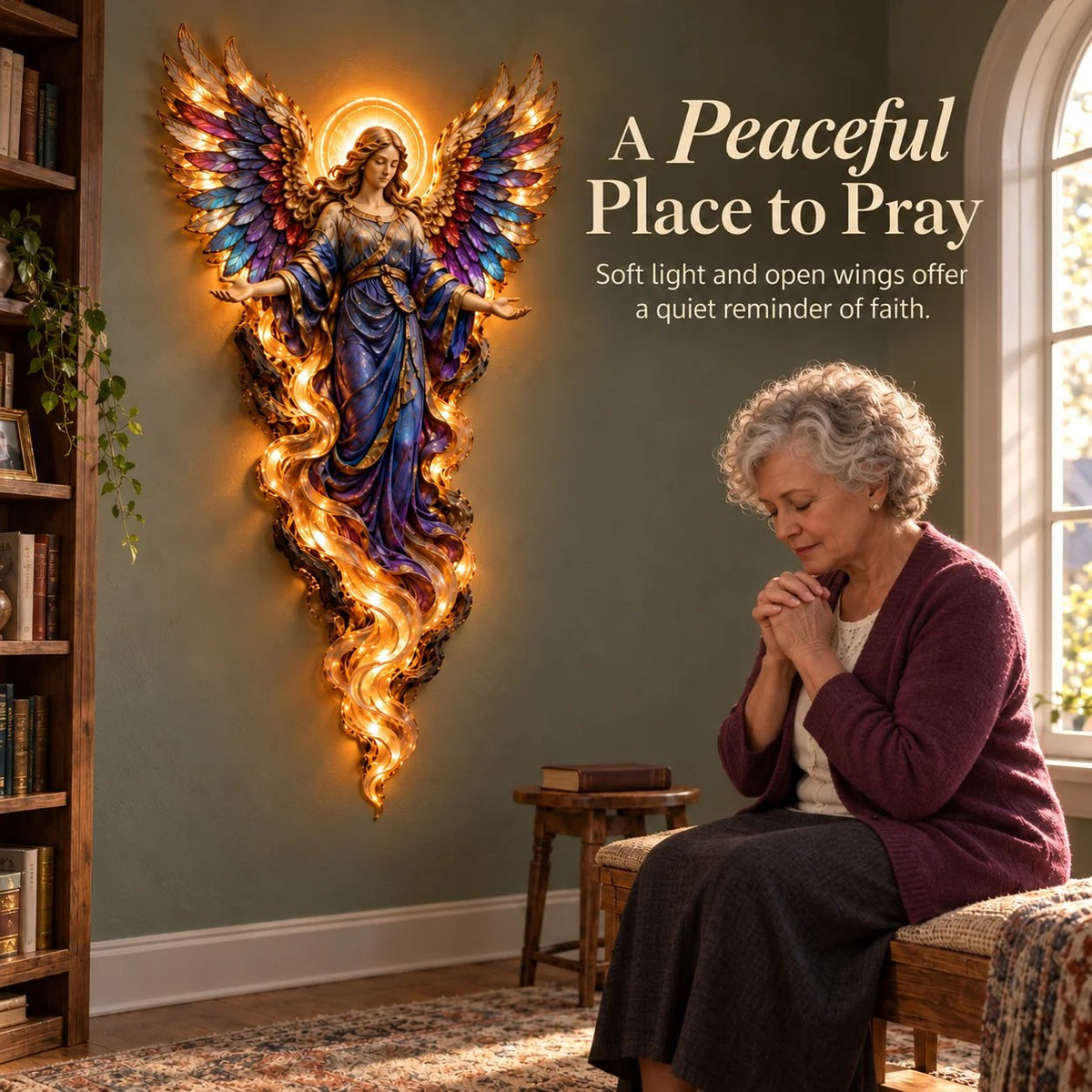 ✝️ Heavenly Radiance Lighted Angel Wall Sculpture | Gabriel or Michael