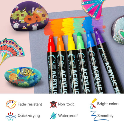 🌟Premium Dual-Tip Acrylic Markers Set | Unleash Your Creativity!🎨