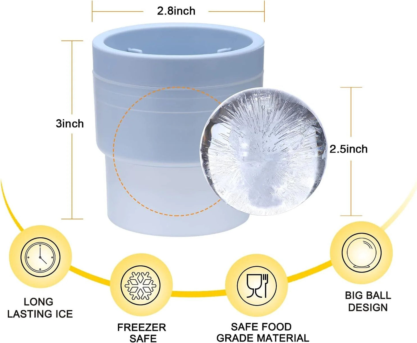 Ice Ball Maker Mold, Stackable Ice Sphere Tray For Easy Bar Drinks