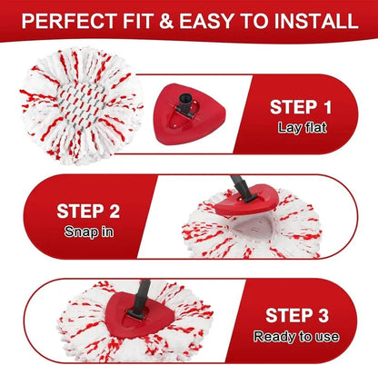 3 Pack Upgraded Spin Mop Replacement Head with Built-in Scrub Pad