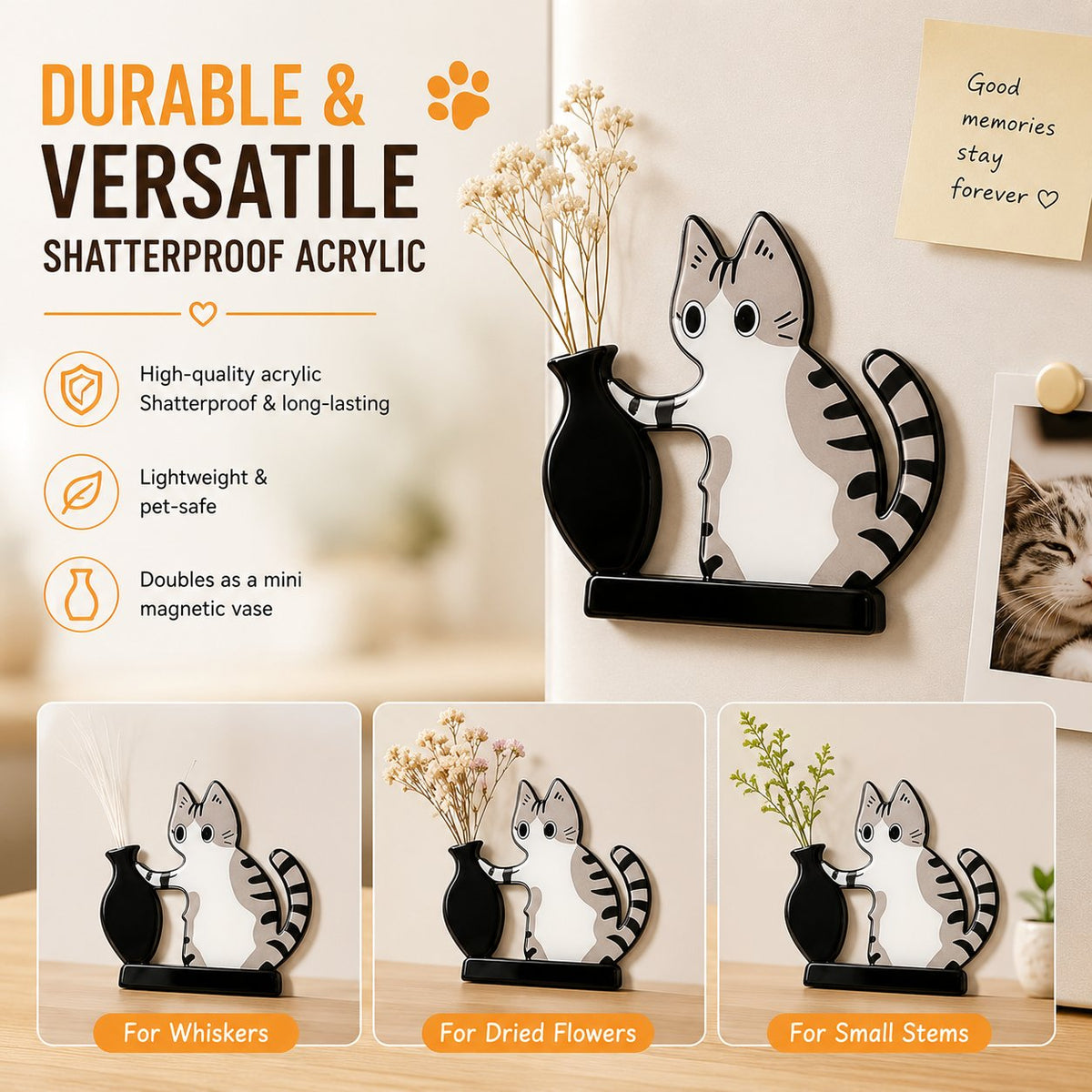 5 Pcs Cat Whisker Holder Refrigerator Magnets, Pet Memorial Decor