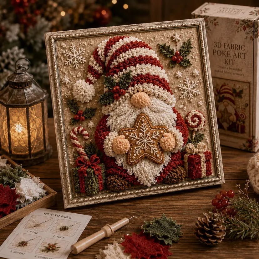 🔥2026 HOT SALE 49% OFF 💥🎄 3D Christmas Fabric Poke Art DIY Craft Kit