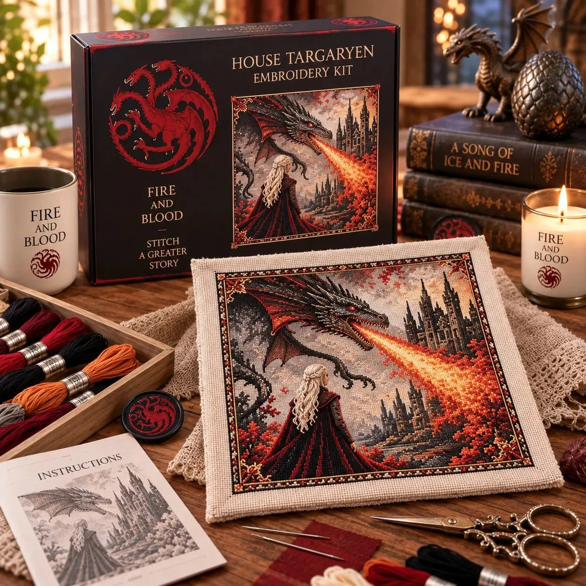 Dragon Fantasy DIY Embroidery Kit – 4 Story Designs