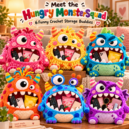 Clutter Munchers Hungry Monster DIY Crochet Storage Buddies 👾🧶