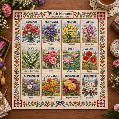 🧵 ✨ 12 Months Through the Year Embroidery Kit — 🪡A Year of Beautiful Stitches