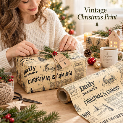 📰🎁 Retro Newspaper Christmas Paper Roll