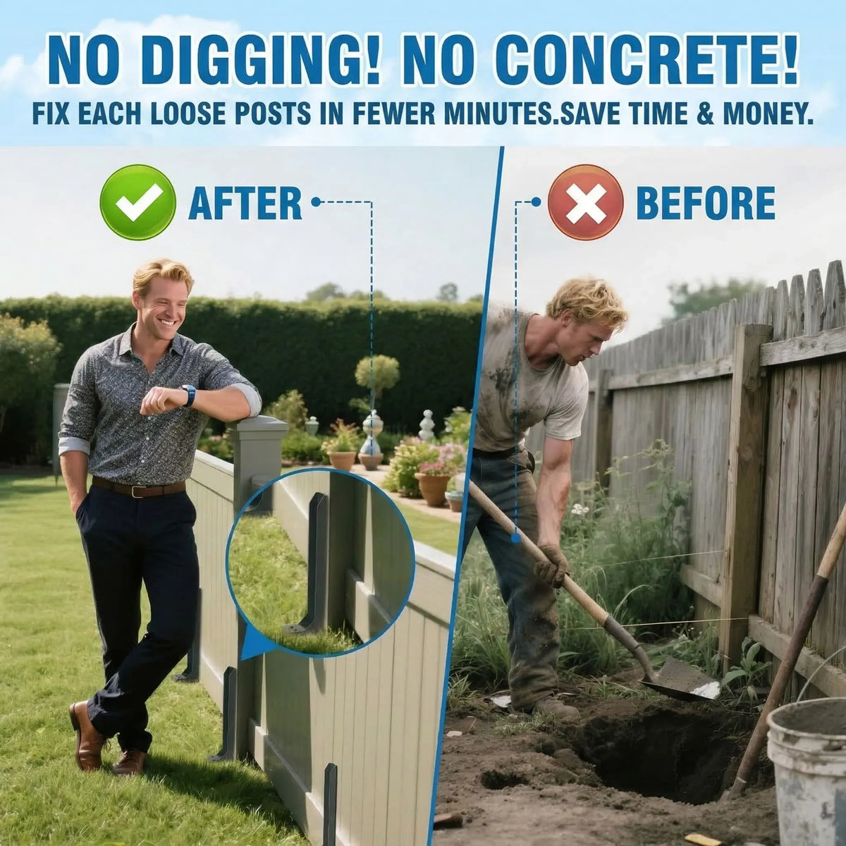 Heavy-Duty H-Shaped Fence Post Repair Kit