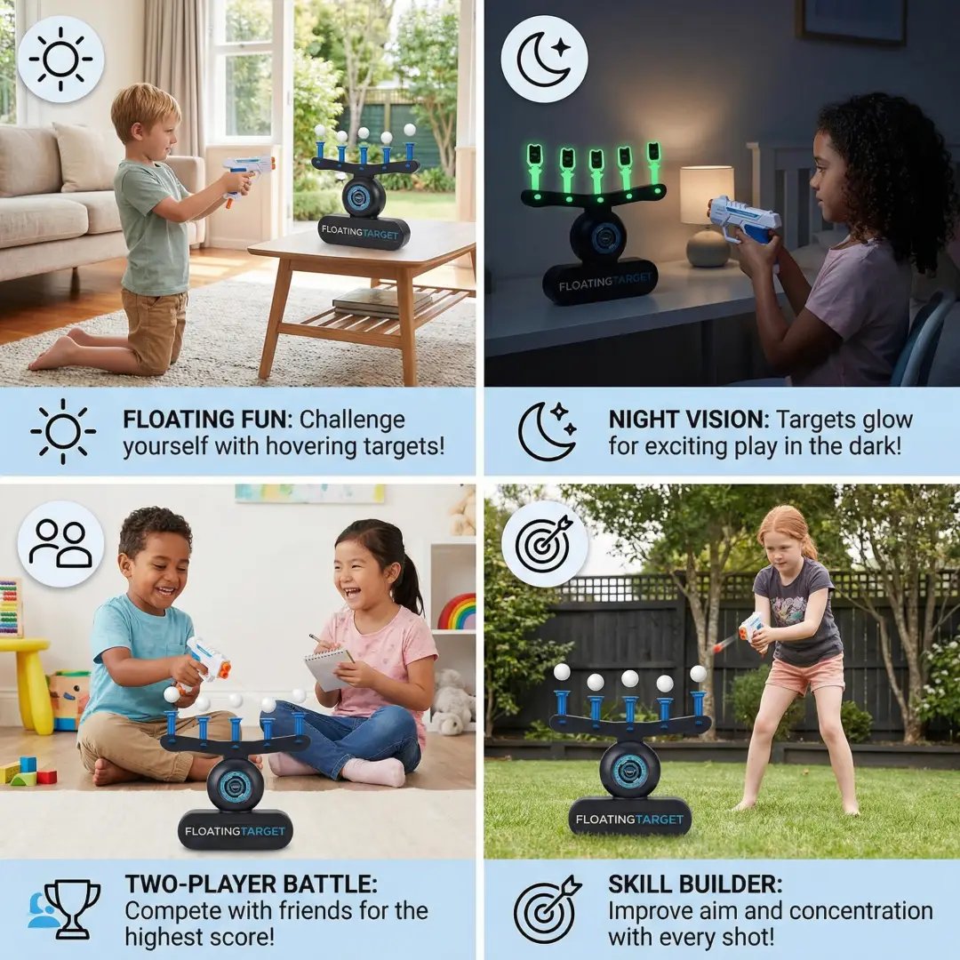 🎯 Hover Shot Floating Ball Target Game | 1 or 2 Foam Blasters