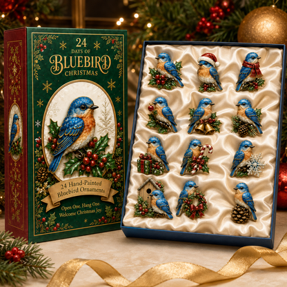 24-Day Bluebird Advent Calendar | Hand-Painted Ornament Countdown Gift