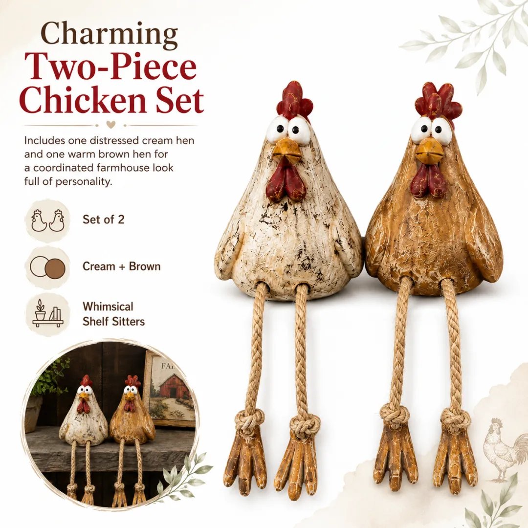 🏡🐔🪿 Playful country-style animal figurines – charming animal pairs for a cozy home