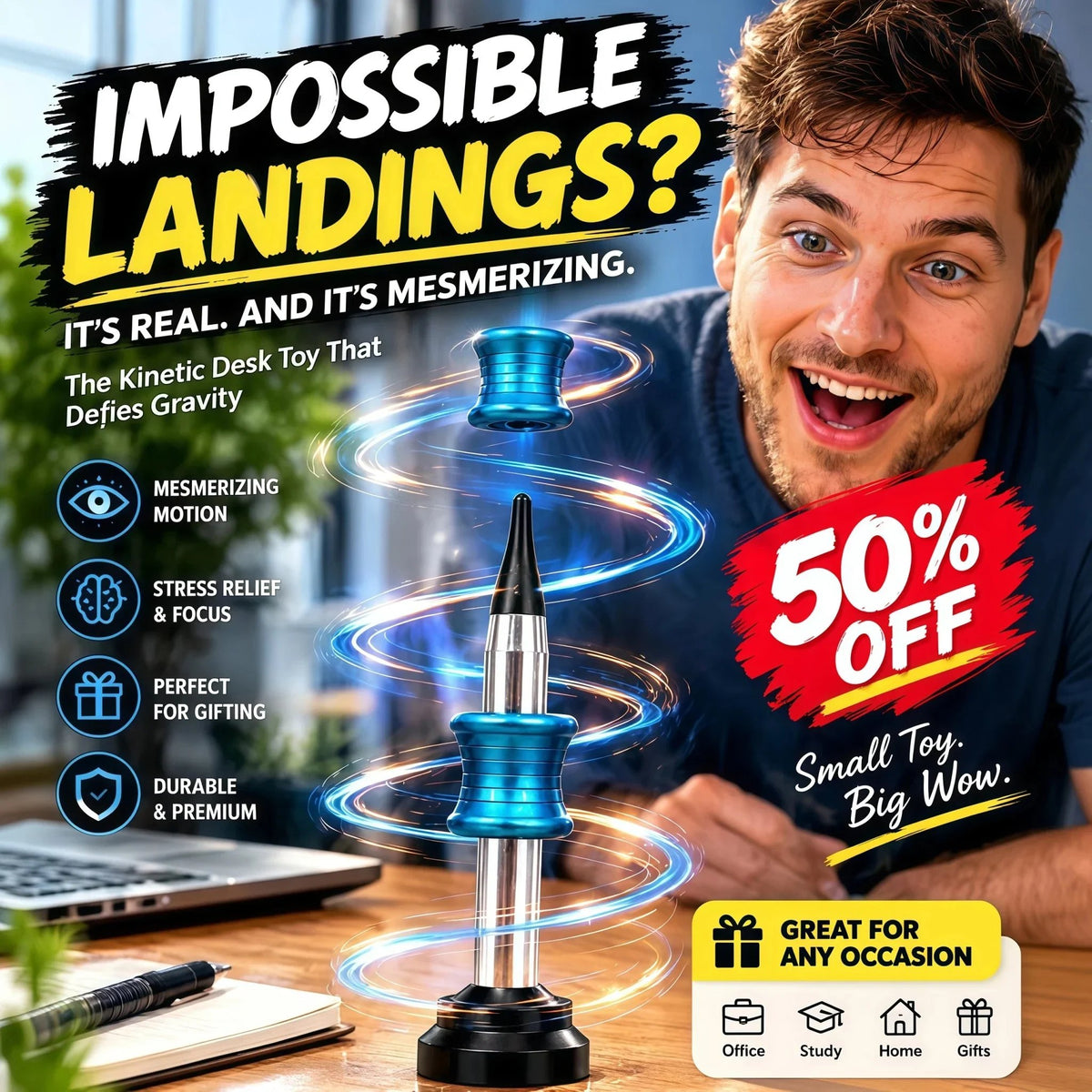 Say Goodbye to Desk Stress! 👋Kinetic Desk toy That Performs Impossible Landing