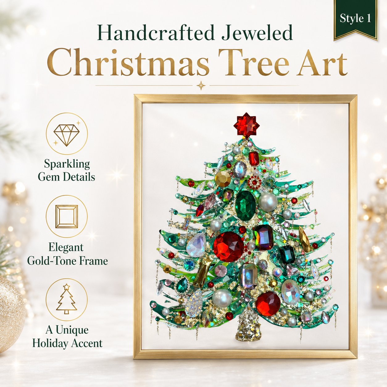 🎄 Jeweled 3D Christmas Tree Framed Art — Fill Your Home with Sparkling Holiday Magic! ✨💎