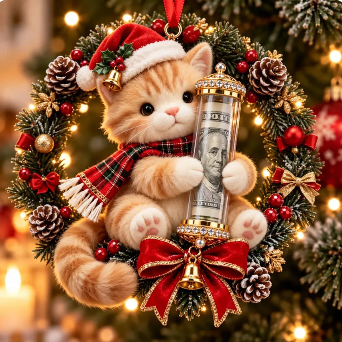 ⏳ Last Day 49% OFF – 🎄3D Christmas Money Plush Ornament | 13 Cute Animal Designs with Reusable Cash & Coin Holder 🎁