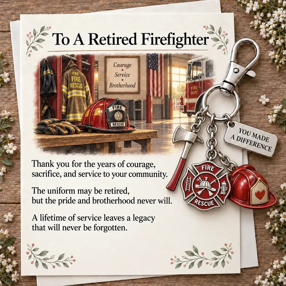 ✨ The 'You Make a Difference' Retirement Appreciation Gift Set – Keychain & Greeting Card ✨