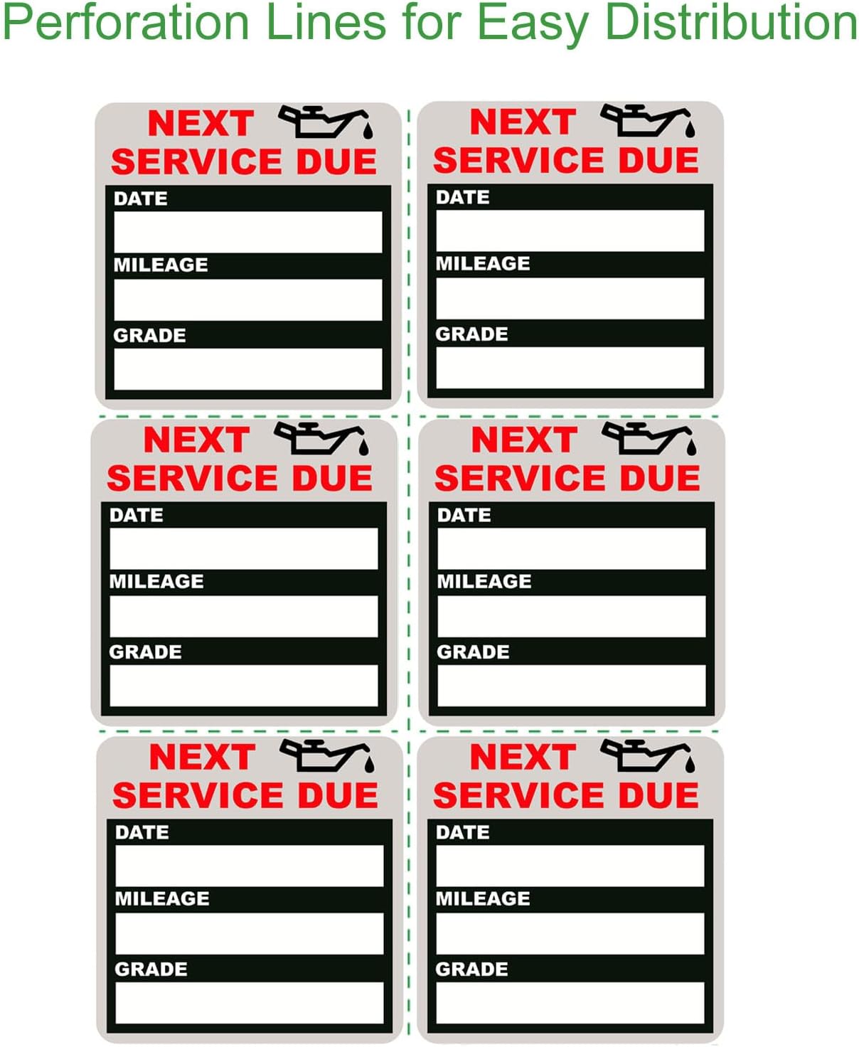 Static Cling Oil Change Reminder Stickers (100 Pack)