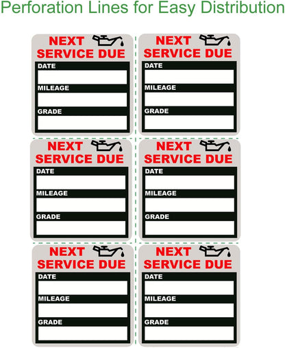 Static Cling Oil Change Reminder Stickers (100 Pack)