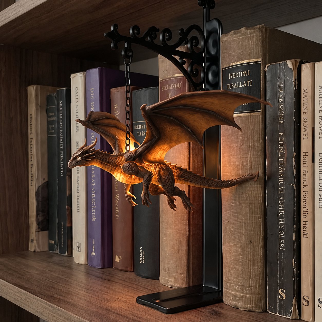 🐉 DragonGlow Hanging Purple Dragon Bookend Light – Let a Glowing Dragon Guard Your Favorite Stories 📚🌠