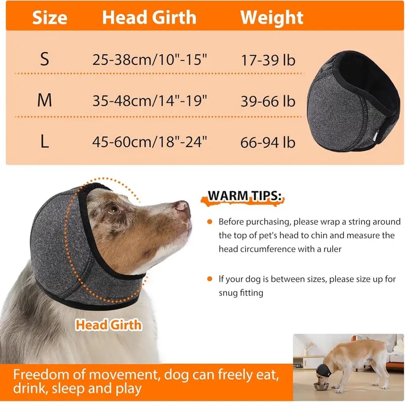 🐶 Dog Calming Ear Wrap – 49% OFF | 5 Colors, S–L
