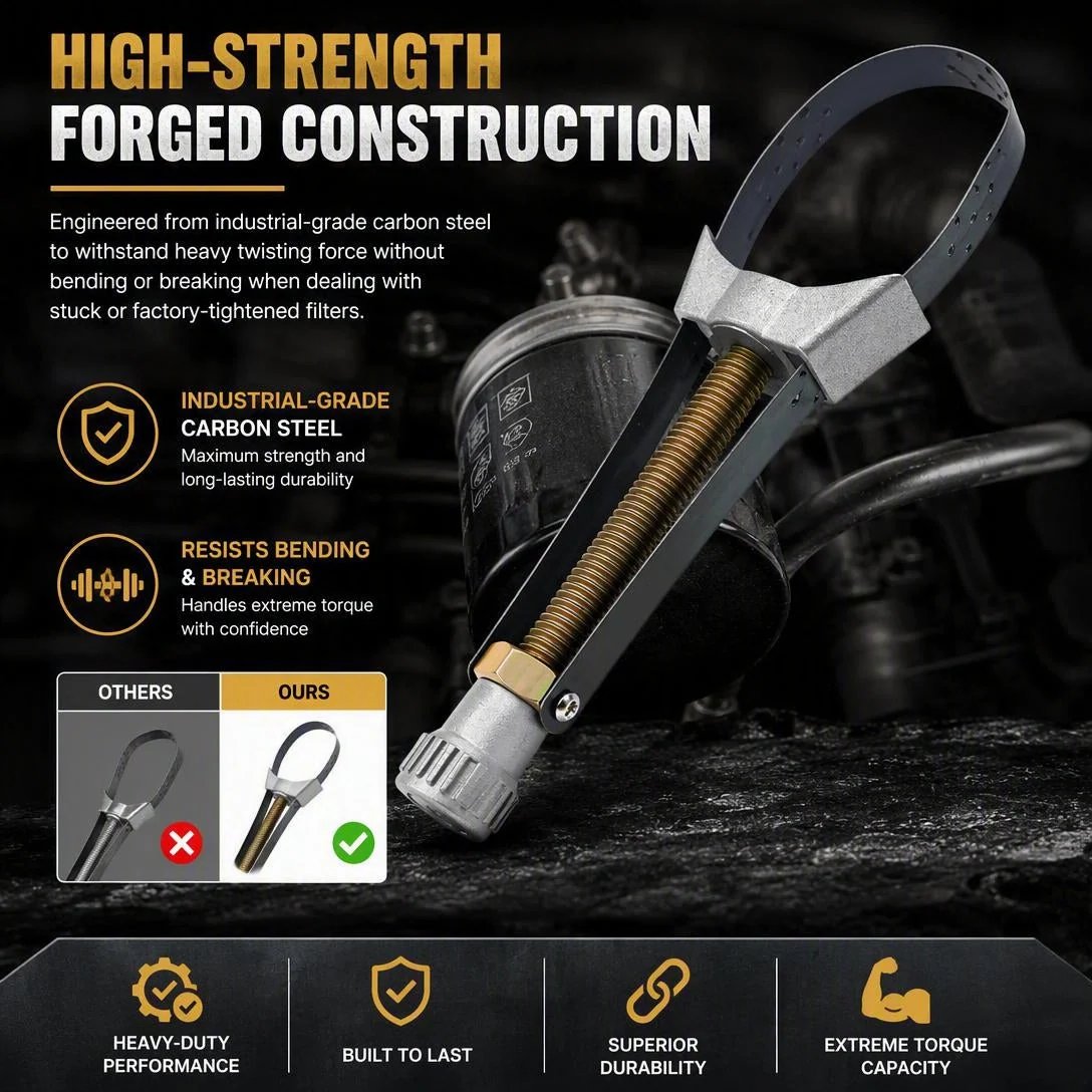 🎉🛠️NEW Auto Car Diameter Adjustable Oil Filter Removal Strap Wrench Tool