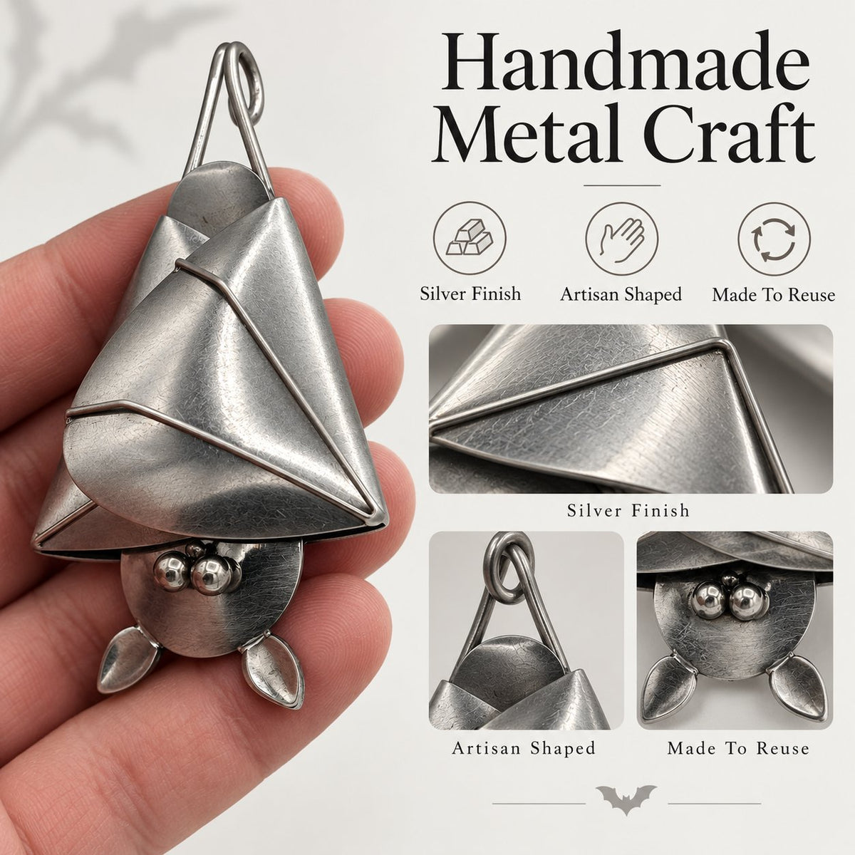 🔥LAST DAY 50% OFF - 🦇Handmade 3D Gothic Metal Bat Hanging Ornament
