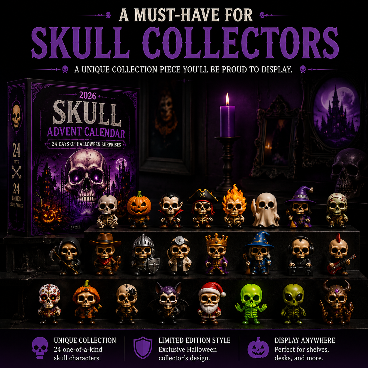 💀 Skull Advent Calendar 2026-24 Days Of Halloween Surprises