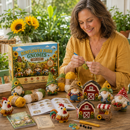 🧶 Whimsical Gnome Adventures — 9-Piece Fantasy Crochet DIY Kit