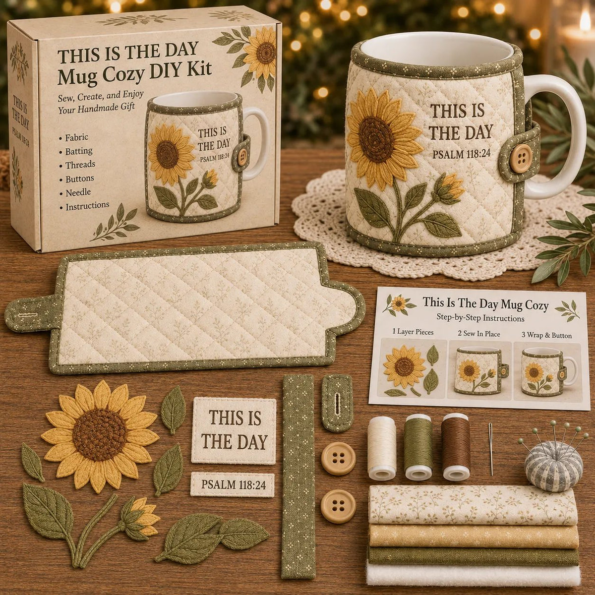 ✝️ Faith & Scripture Mug Cozy Sewing Kit