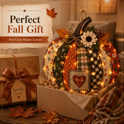 🎃 3D Light Up Pumpkin Hanging Decoration – Rustic Farmhouse Fall Door & Wall Decor