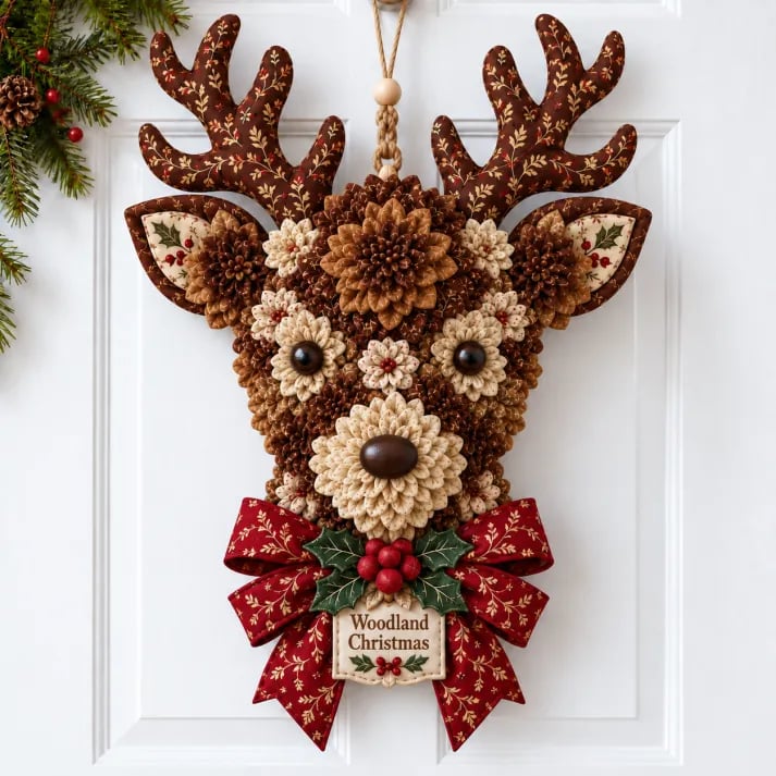 🎄✨Christmas Fabric Flower Door Hanging DIY Kit – Layered Holiday Décor(📦Buy 2 Free Shipping)