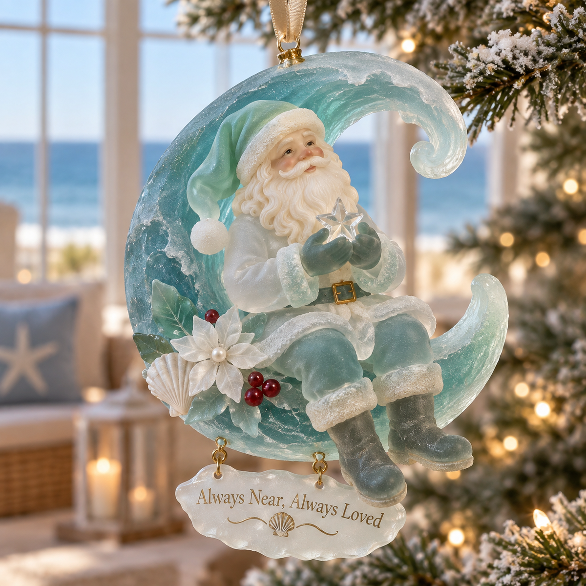 Coastal Santa Christmas Ornament
