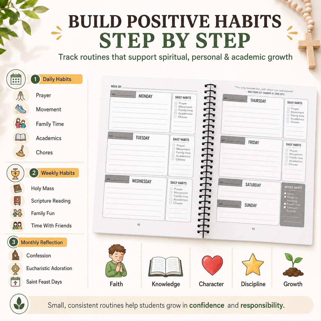 ✨ The Catholic Student Planner — A Faith-Filled Planner To Help Kids Stay Organized, Reflect & Grow