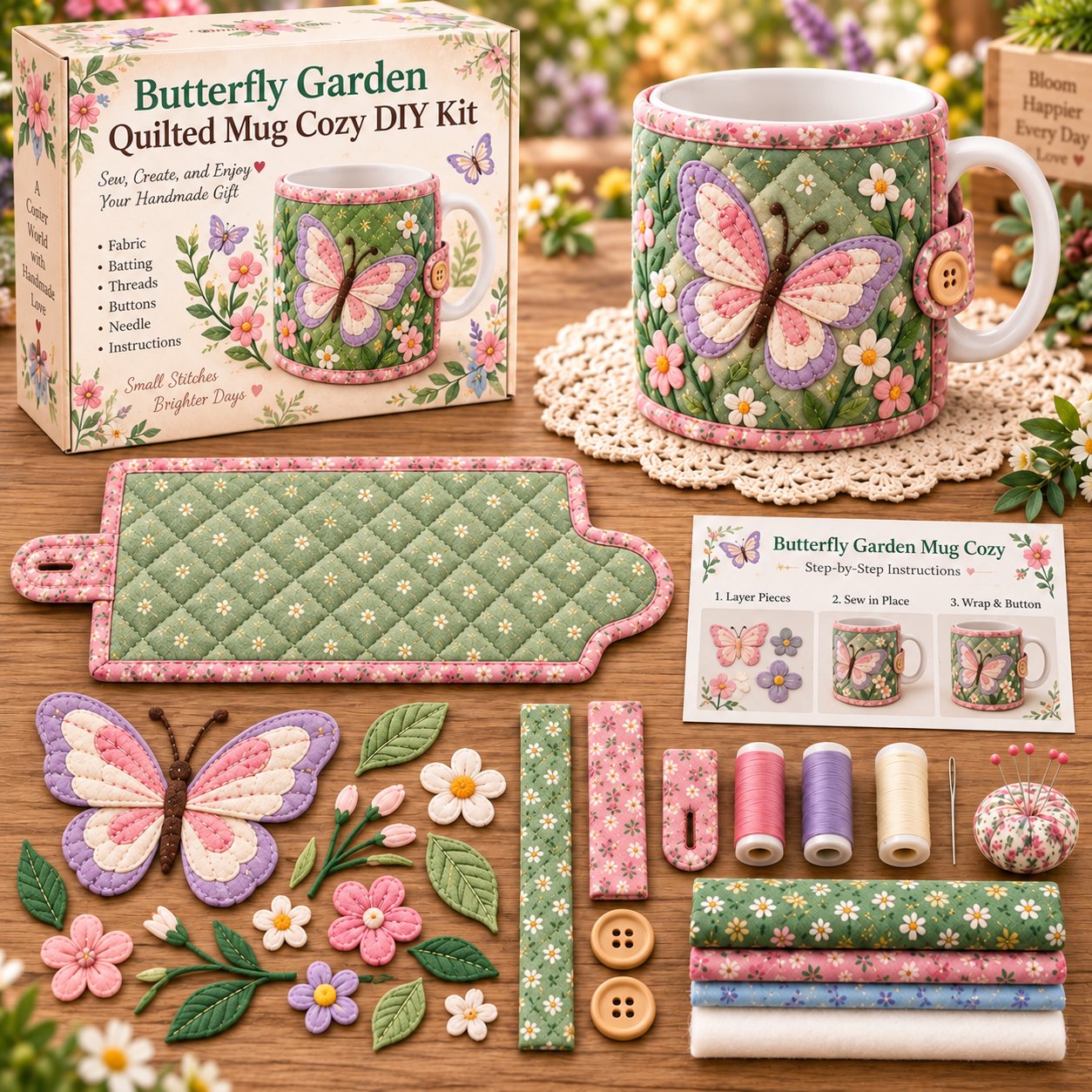 Garden Quilted Mug Cozy DIY Kit