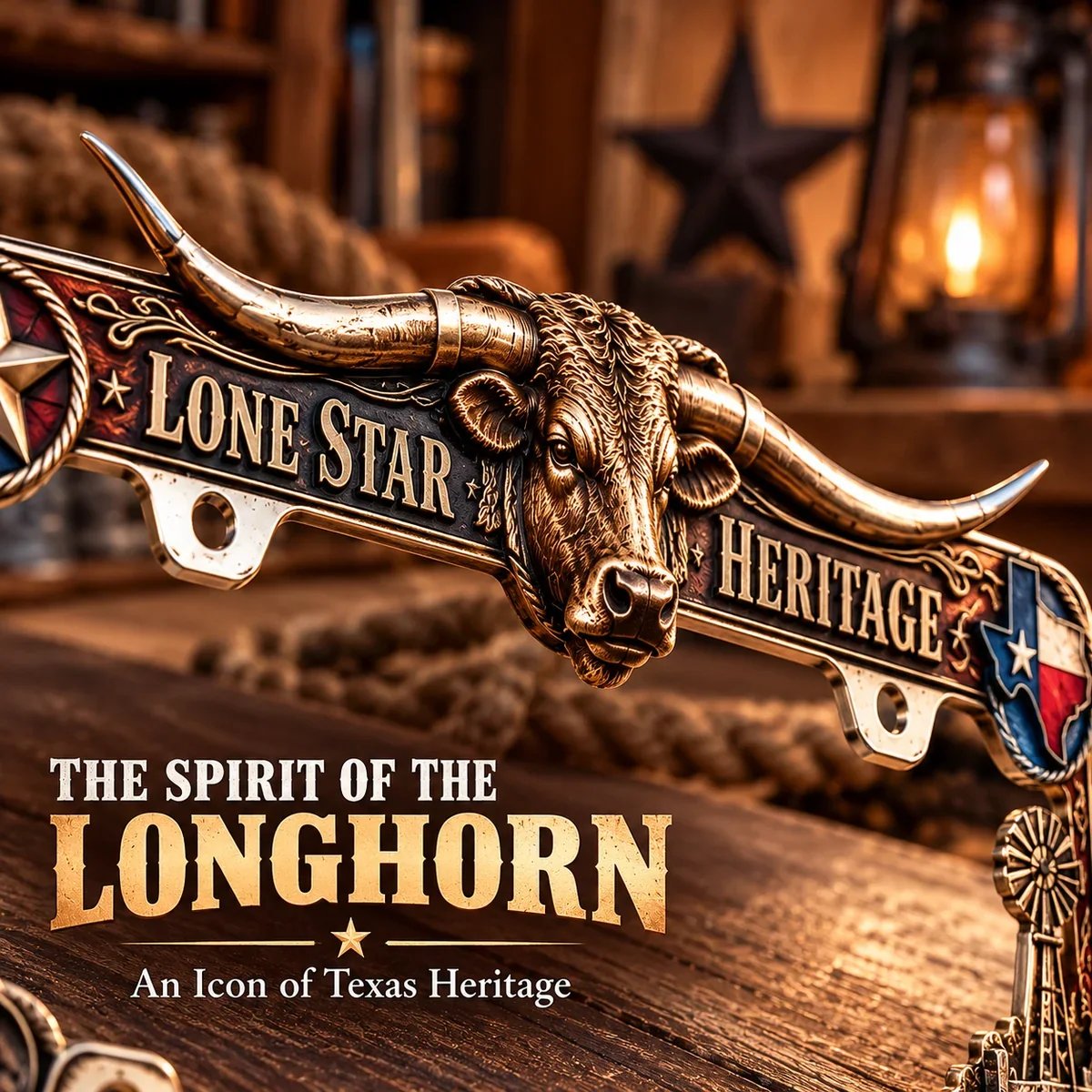 🐂 Texas Longhorn 3D Metal License Plate Frame & Hitch Cover Set – Vintage Western Cowboy Truck Decor & Gift