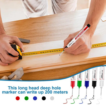 🖊️20mm Long Nib Deep Hole Marker | Waterproof Oil‑Based Pen for Construction & Woodworking💧