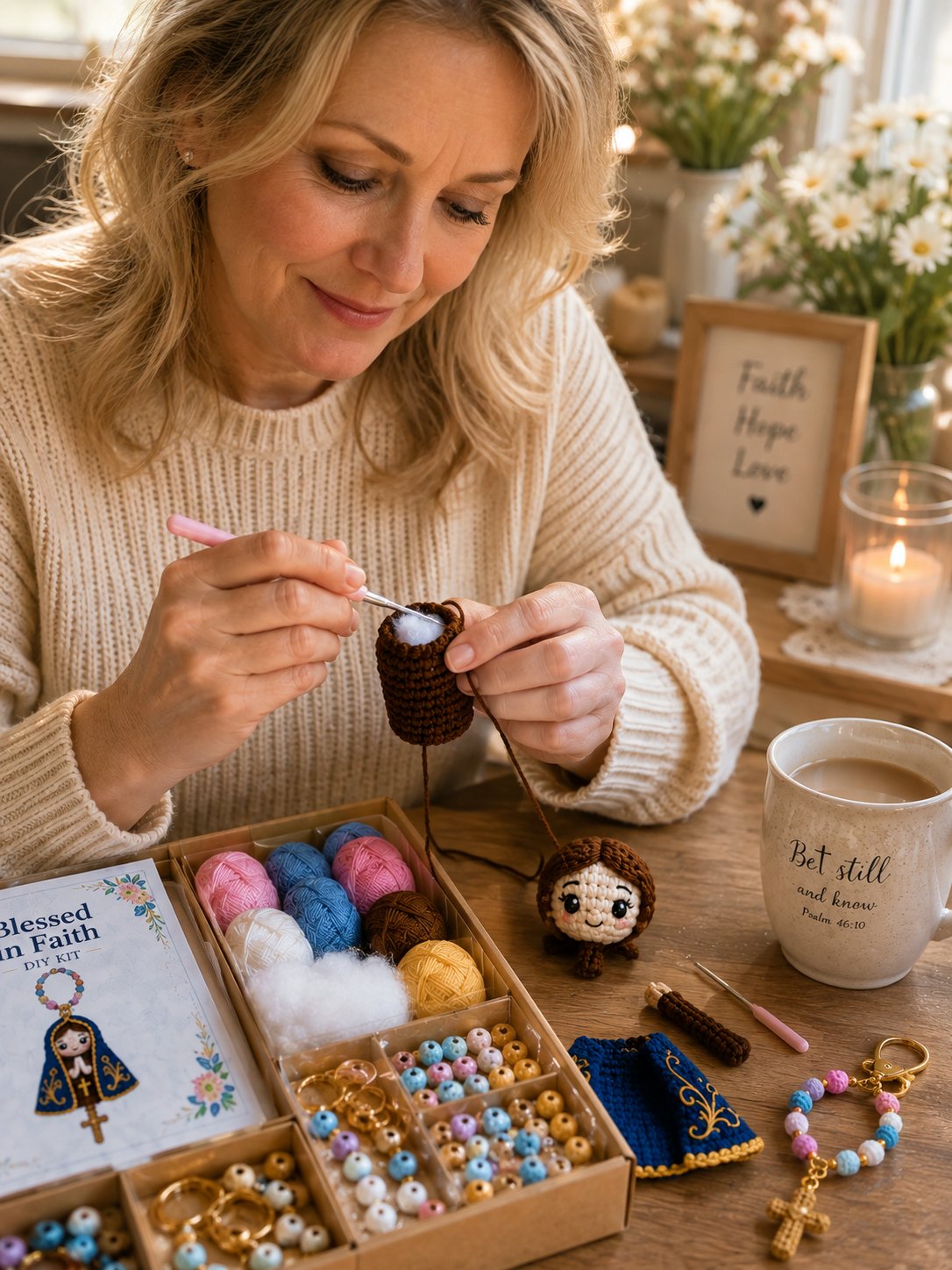 ⏳ Last Day 49% OFF – 🙏 Beginner-Friendly DIY Christian Faith Crochet Keychain Kit Collection | Complete Kit with All Tools & Step-by-Step Guide Included 💕