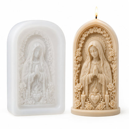 ✝️ 2-Piece Good Shepherd Jesus 3D Candle Mold Set | Sculpted Cross, Lamb & Floral Relief for Faith-Inspired Handmade Candles 🕯️✨